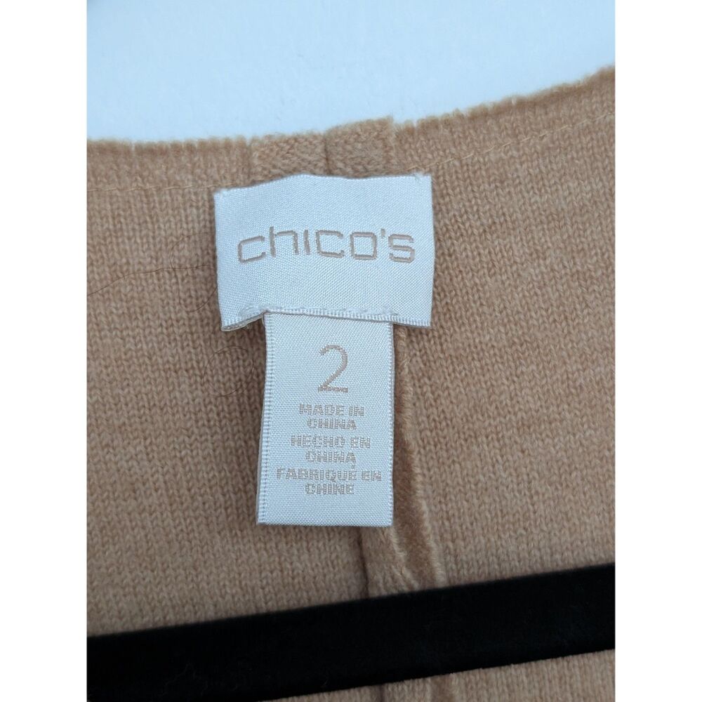 Chico's Wool Sleeveless Wrap Longline Duster Tan Cardigan Sz Chico's 2/L - Picture 5 of 16